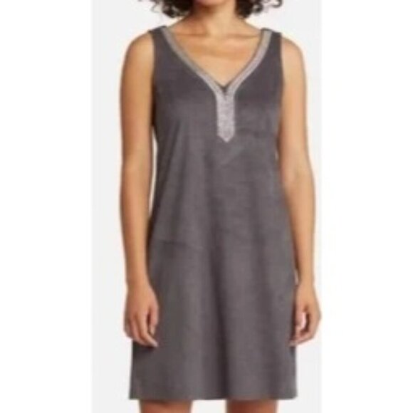 TOMMY BAHAMA Salina Sands Embellished Faux Suede Shift Dress Forged Iron XL NWT - Picture 1 of 6